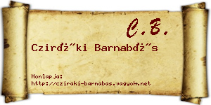 Cziráki Barnabás névjegykártya